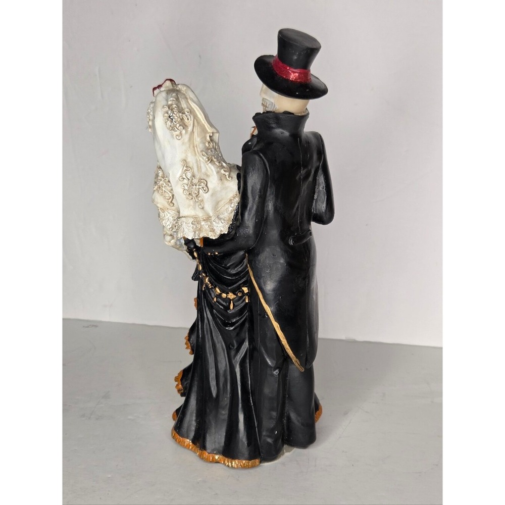 Halloween Skeleton Couple Gothic Decor Figurines Day Of The Dead Wedding Dress - Picture 4 of 8